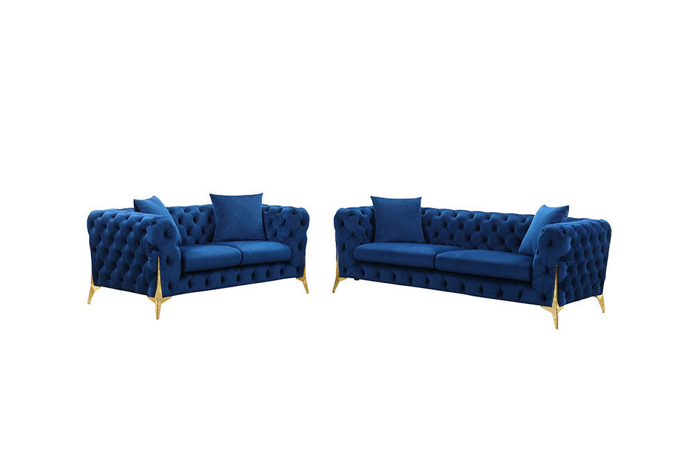 SF1013 Blue 3+2+1 Tufted Sofa
