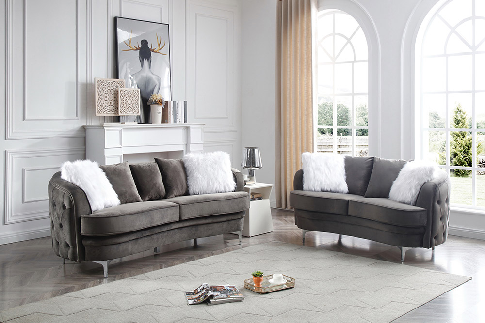 SF1015 Grey 3+2+1 Tufted Sofa