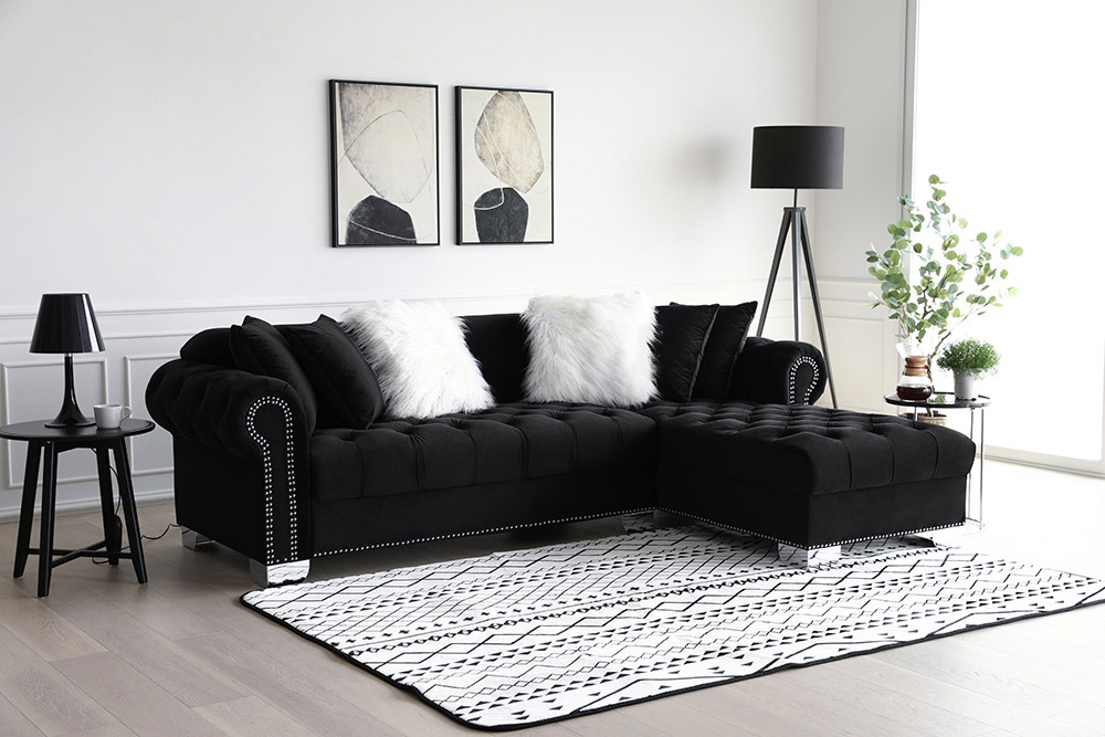 SF1930c Black Sectional Sofa