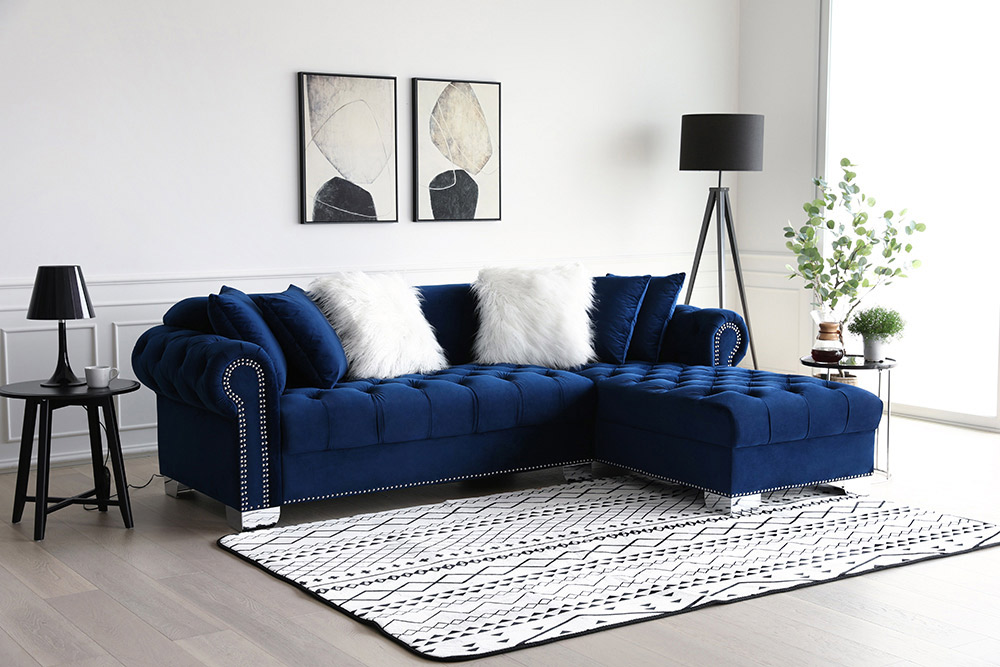 SF1930c Blue Sectional Sofa