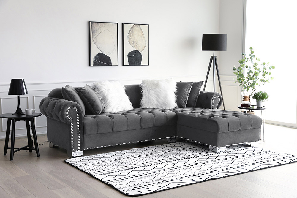 SF1930c Grey Sectional Sofa