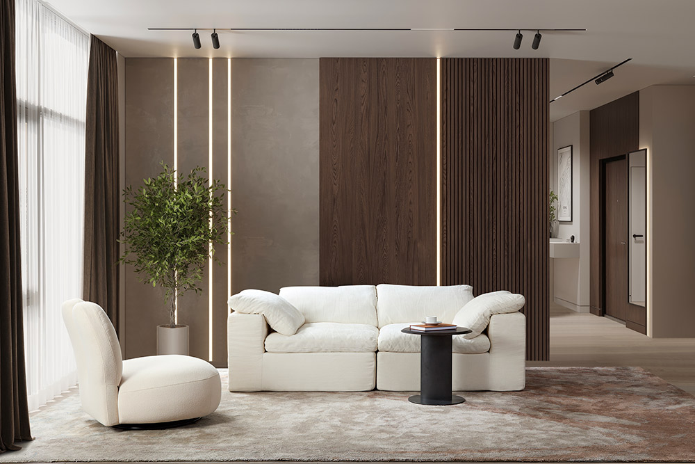 SF3377 Beige Compressed Sofa