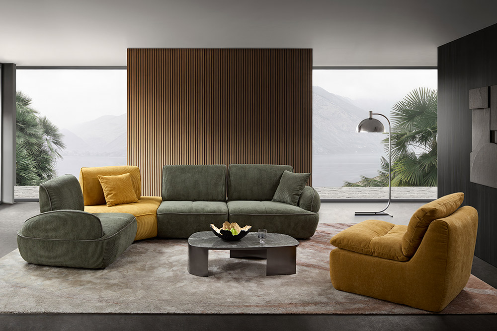 SF3380 Green+yellow Sectional Sofa