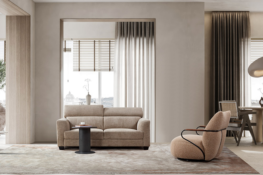 SF3382 Taupe Stationary Sofa