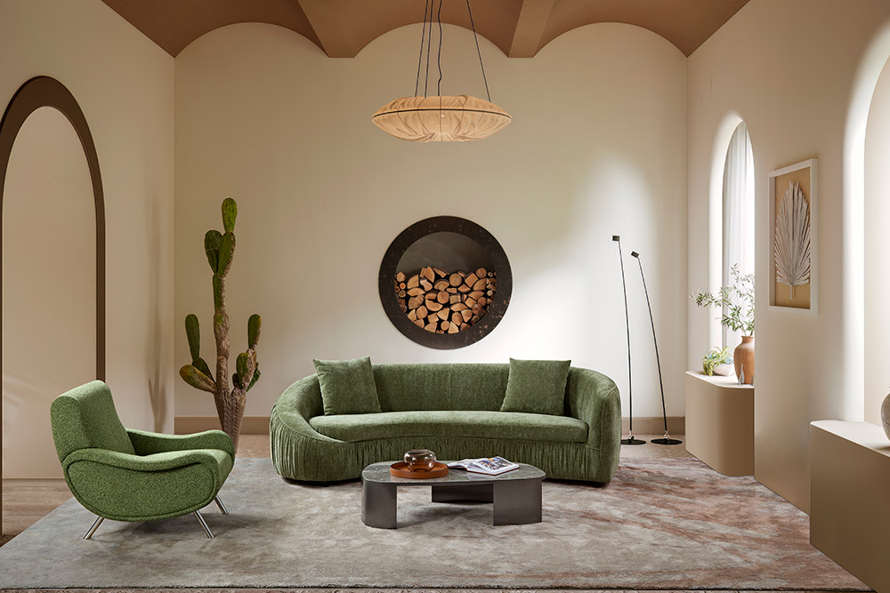SF3383 Green Stationary Sofa