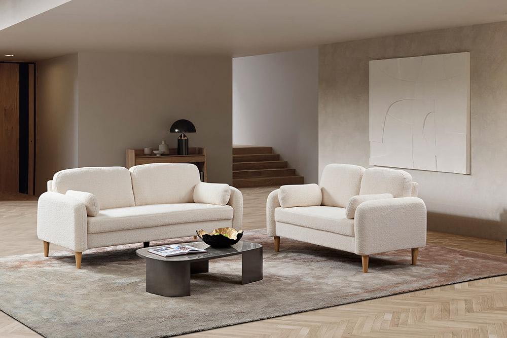 SF3386 White 3+2+1 Stationary Sofa