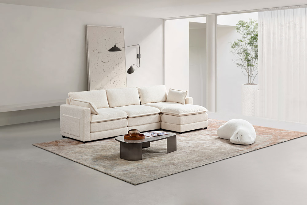 SF3389 White Sectional Sofa