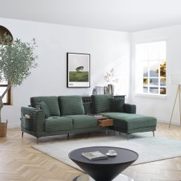 SF3406 Green Sectional Sofa with USB Charger