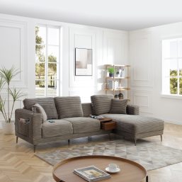 SF3406 Light Grey Sectional Sofa with USB Charger